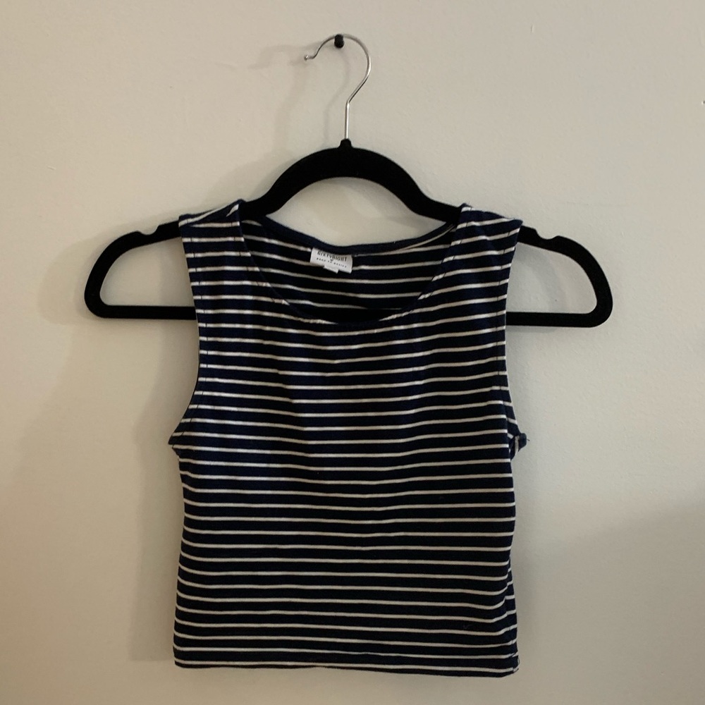 68 black and white striped cropped tank top